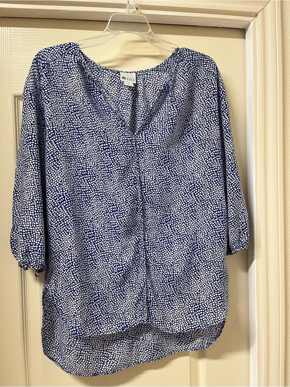 Royal Blue and White Dot V-Neck Tunic